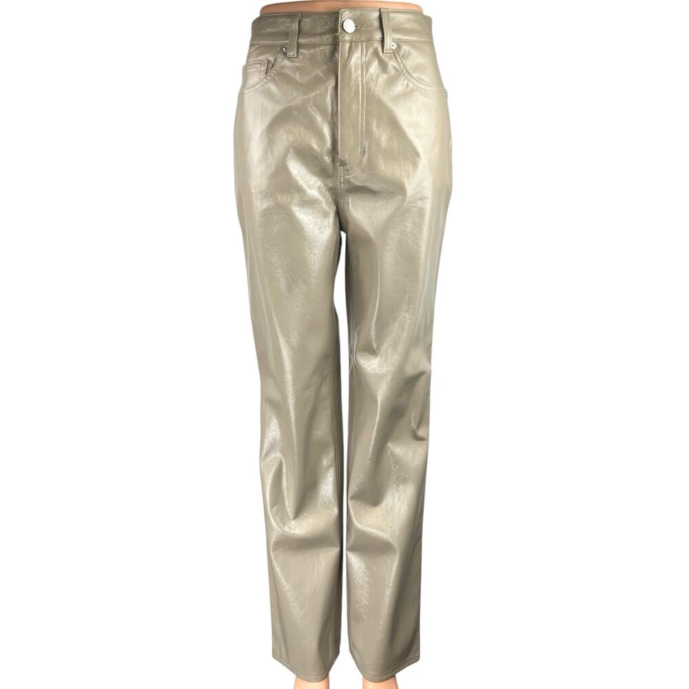 NEW Pacsun 90's Boyfriend Gray Faux Leather High Rise Straight Trousers Pants 26